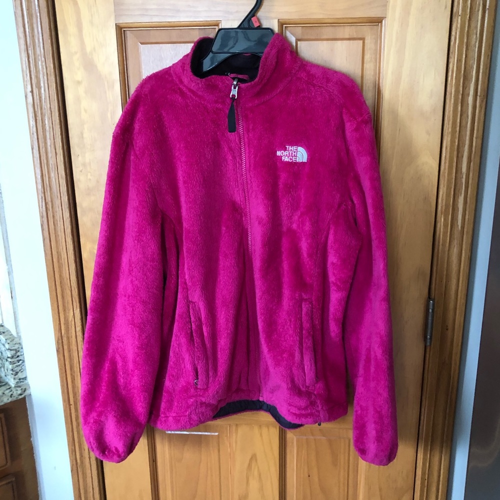 Pink fuzzy women’s north face